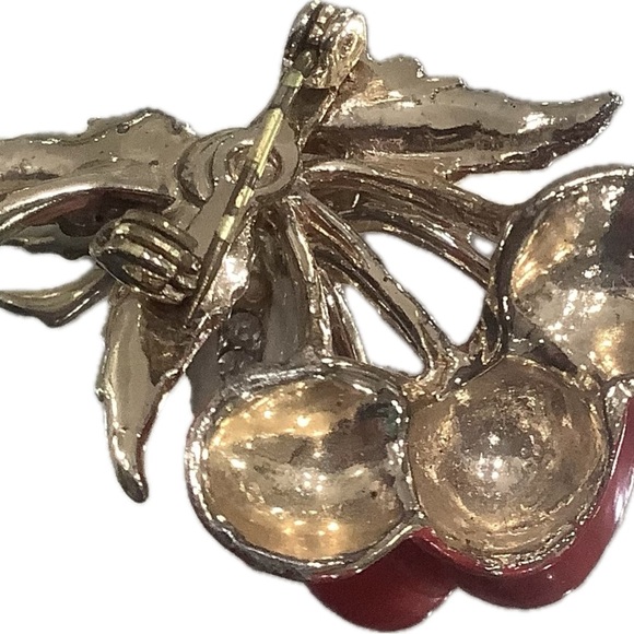 Enamel Cherries Brooch - Picture 7 of 7